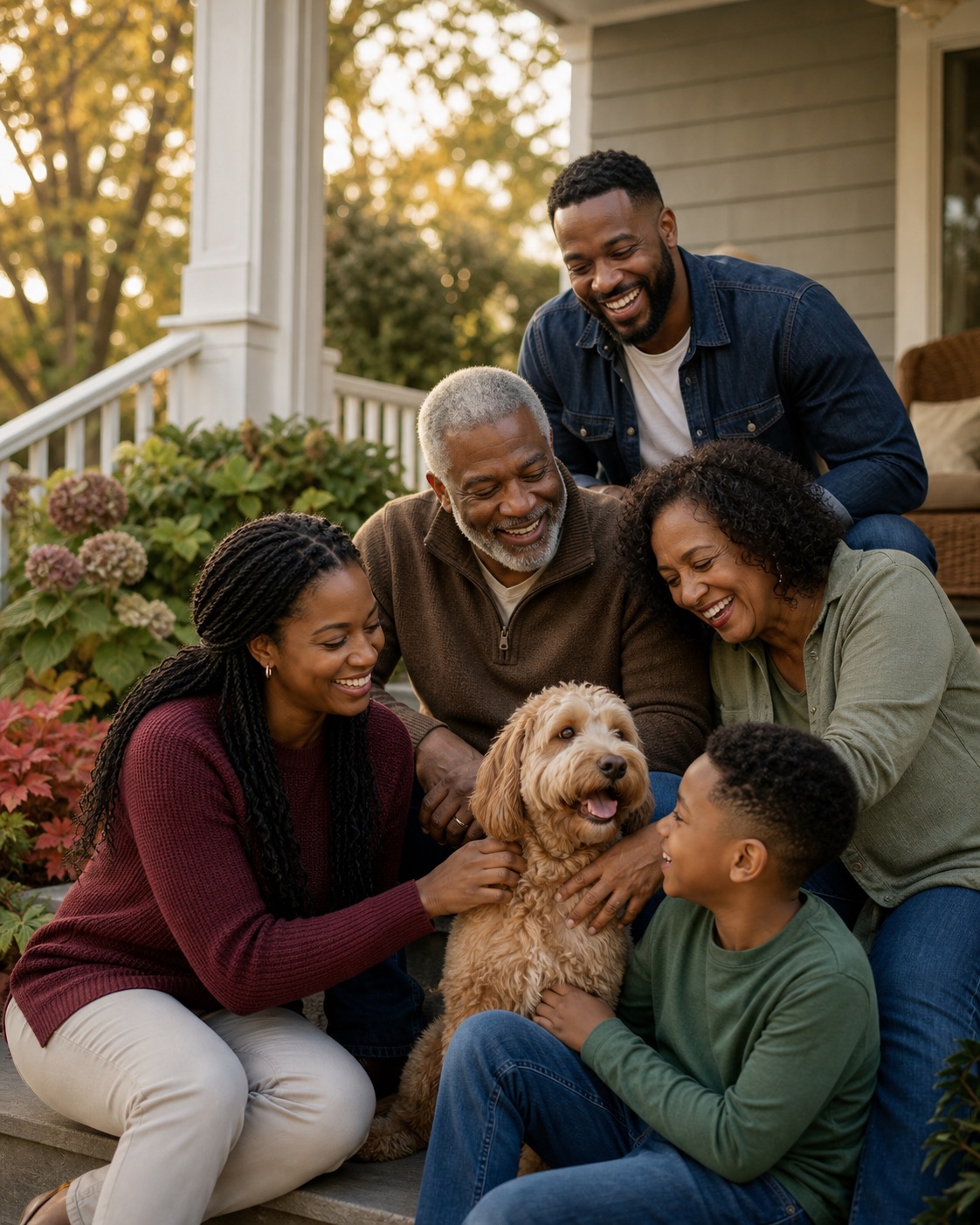 AI-generated concept showing the intended warm style for family photography